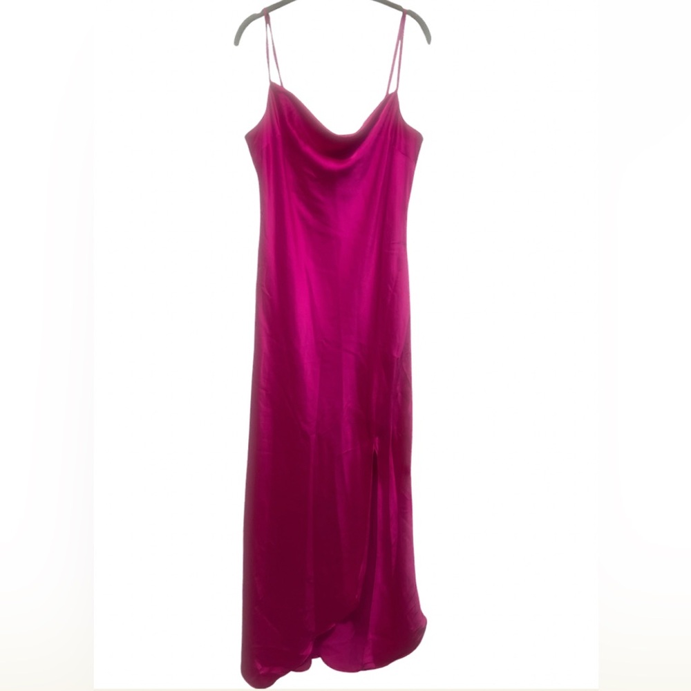 Express Satin Magenta Slip Dress